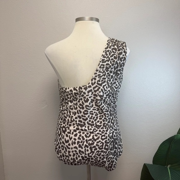 J. Crew Leopard Ruched One-Shoulder Swimsuit - New - Size 22 - Picture 4 of 5
